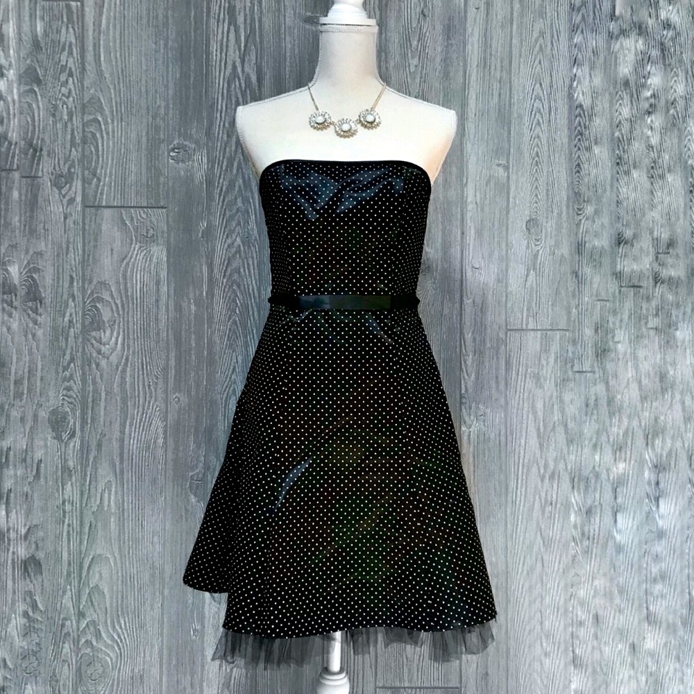 Jessica McClintock Gunne Sax Vintage Black & White Polka Dot Dress Size 3/4 - Picture 3 of 7